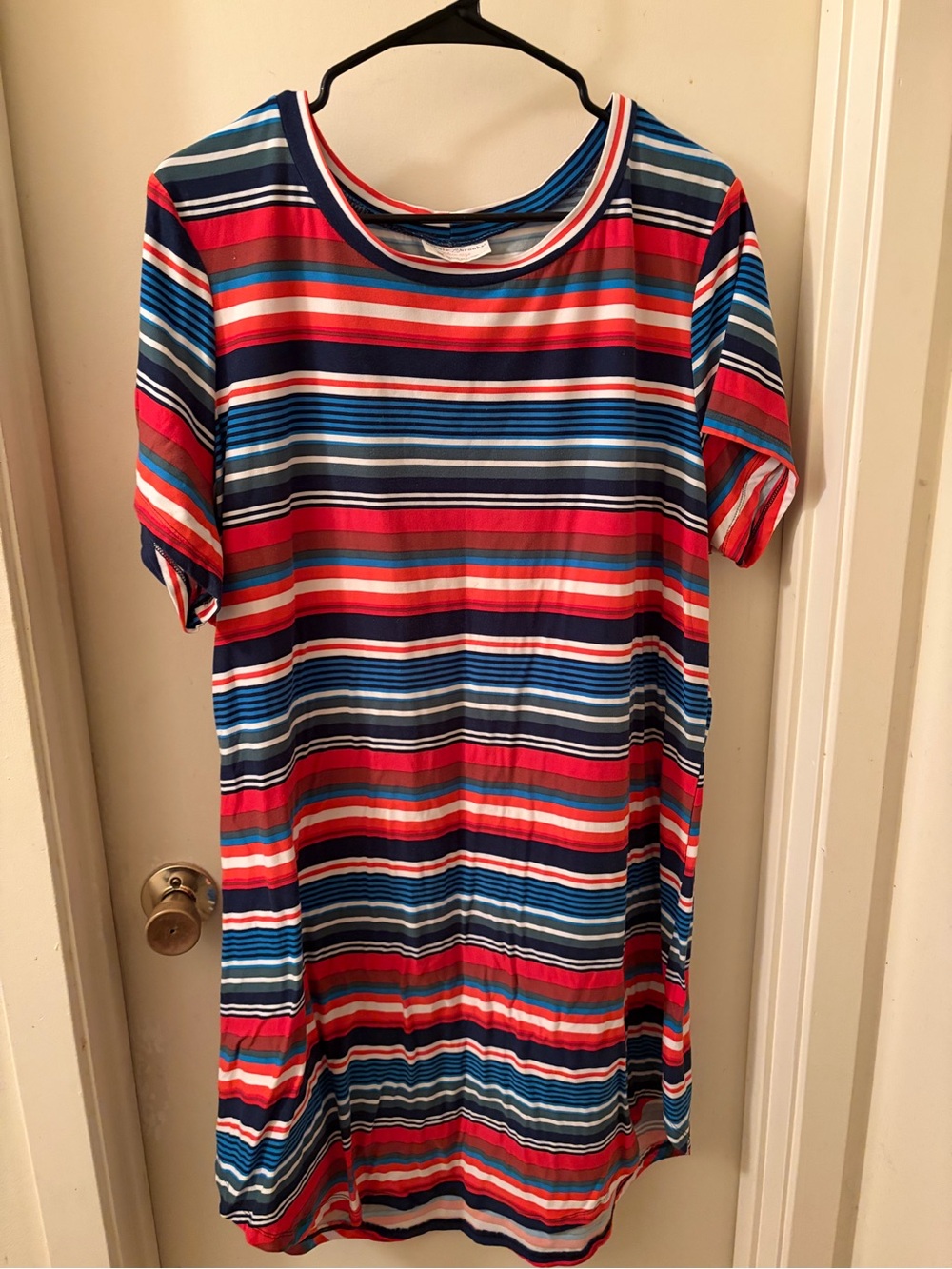Bobbie Brooks Women’s Multicolor Striped Knit Dress - Blue, Red & White